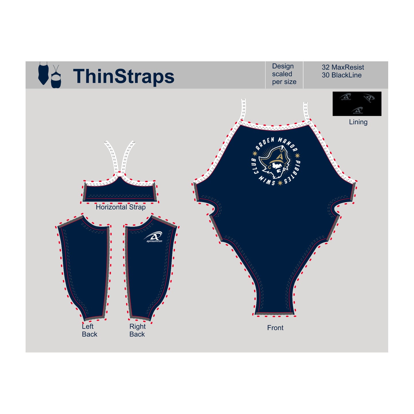 Arden Manor Pirates - Agon Girls Thin Strap