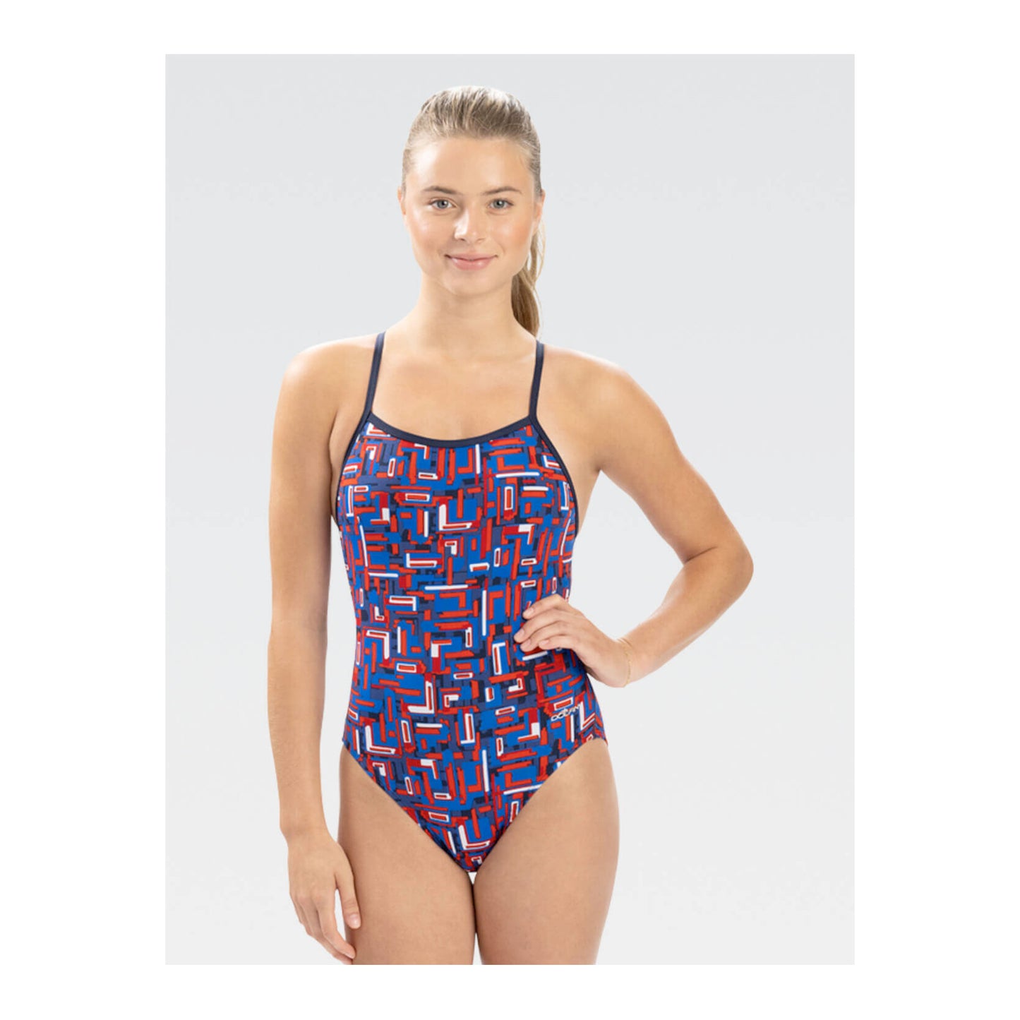 Bella Terra Dolfin Reliance Bionic Red, White, and Blue V-Back One Piece
